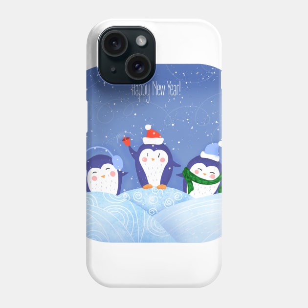 Tree little penguins Phone Case by Bastet019