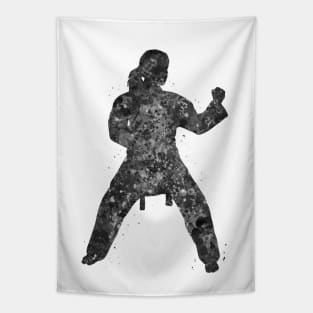 Taekwondo girl black and white Tapestry