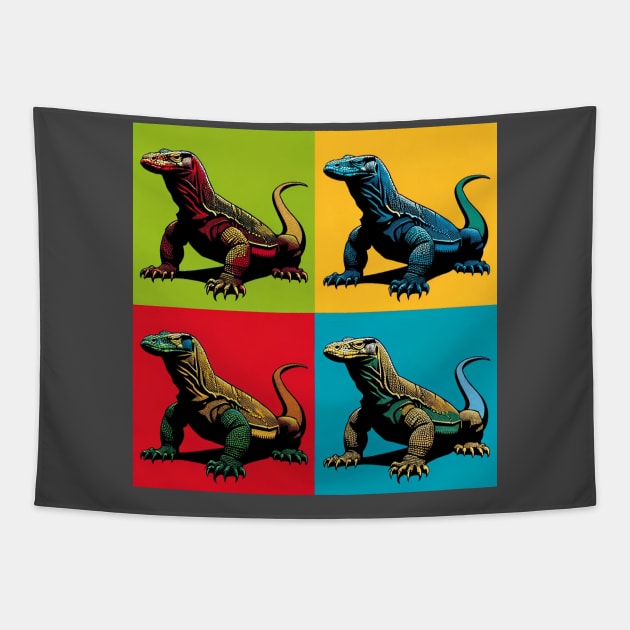 Komodo Dragon Pop Art - Monitor Lizard Tapestry by PawPopArt