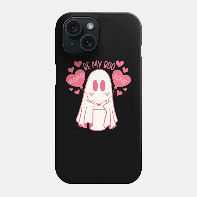 Retro Cute Ghost Valentines Day Heart Will You Be My Boo Phone Case by jadolomadolo
