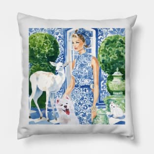 The world in blue and white Pillow