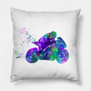 Watercolor moto gp rider Pillow