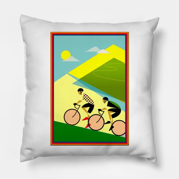 Bicycle Racing Abstract Psychedelic Print Pillow by posterbobs