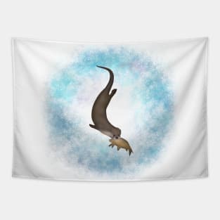 North American River Otter & Fish 2 Tapestry