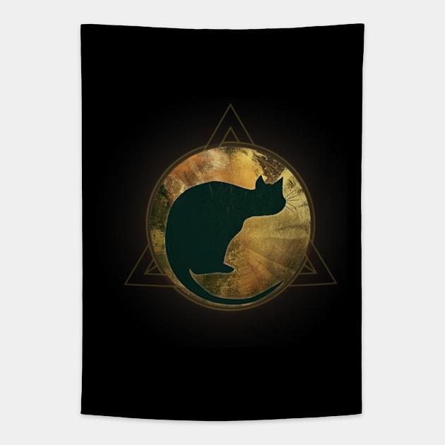 Cat in the moon Tapestry by Sybille