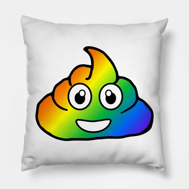 rainbow poo emoji Pillow by B0red