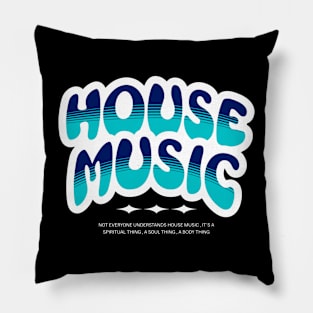 HOUSE MUSIC - Bubble Outline Two Tone (White/Blue) Pillow