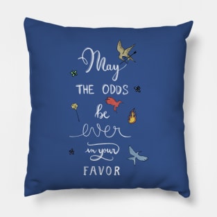 Hunger Games quality calligraphy - black version - blue Pillow