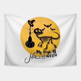 "My Days of Halloween" Dino Skeleton design Tapestry