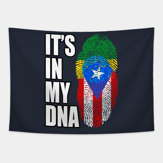 Puerto Rican And Ethiopian Mix DNA Flag Heritage Tapestry by Just Rep It!!