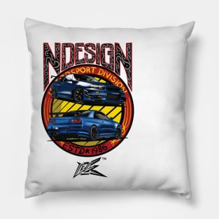 nissan skyline gtr r34 blue Pillow