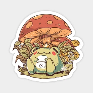 Sitting King Frog Collection: Frog and Mushroom Magnet