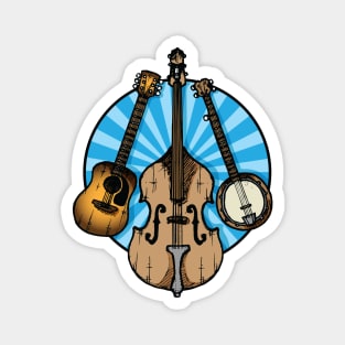 Bluegrass/Folk Music Instruments Blue Background Magnet