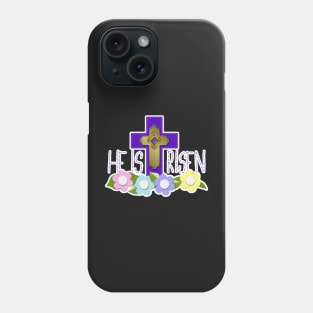 Purple Cross HE IS RISEN Felt Look Flowers by Cherie(c)2021 Phone Case