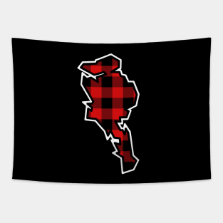 Quadra Island Silhouette in Black and Red Plaid - DIscovery Islands Gift - Quadra Tapestry