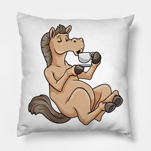 Horse with cup of coffee Pillow