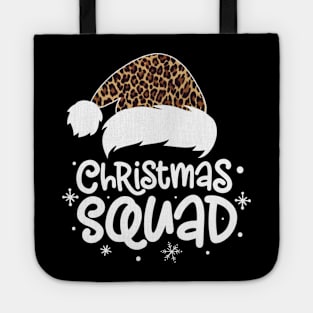 Christmas Squad Leopard Print Santa Hat Family Matching Pajama Tote