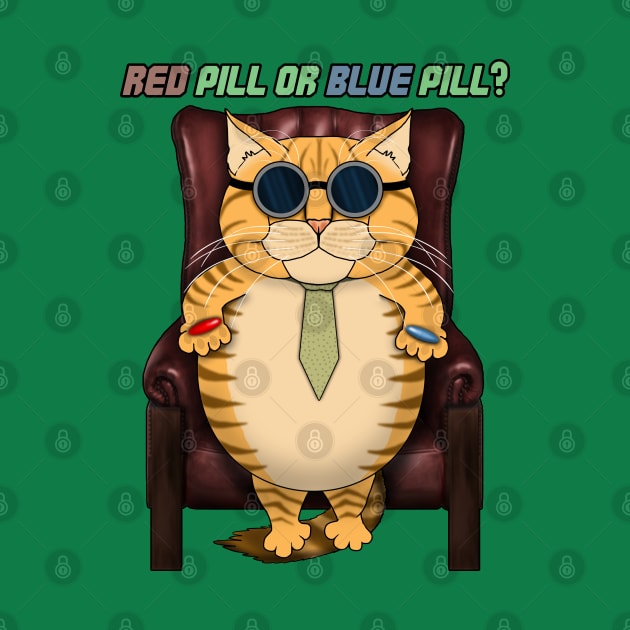 Morpheus Cat: Red Pill or Blue Pill? by SPACE ART & NATURE SHIRTS 