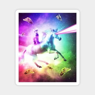 Space Cat Riding Unicorn - Laser, Tacos And Rainbow Magnet