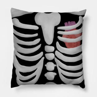 Skeleton ribs with heart Pillow