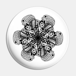 Trendy stylish black color print mandala. Hand drawn illustration. Posters and Art Prints Pin