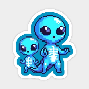 Blue Alien Pixel Magnet