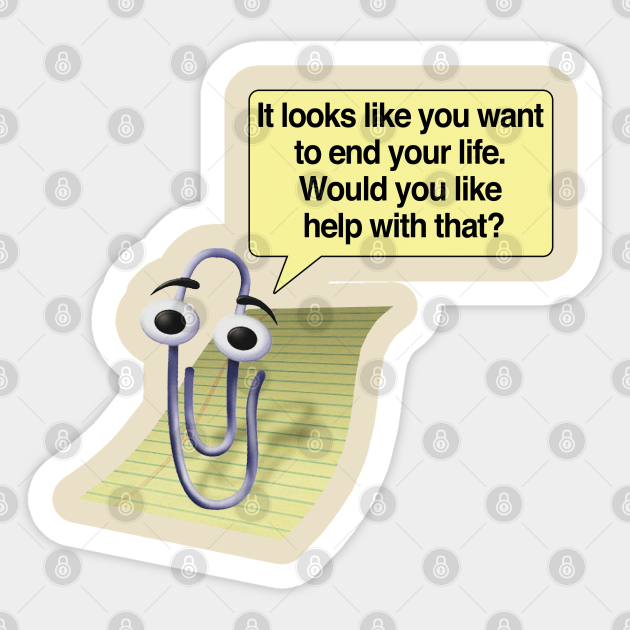 Microsoft Clippy Suicide Assistant Meme Shirt Parody Humor Pegatina Teepublic Mx