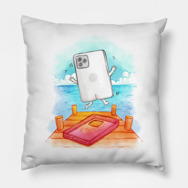 Skinny Dipping Pillow by salihgonenli