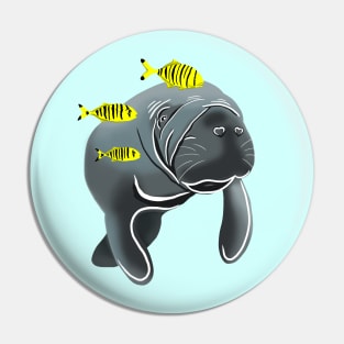 Dugong and Golden Trevally Fishes Pin