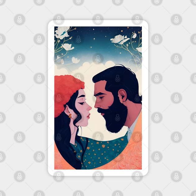 interracial couple in love sticker Magnet by FRH Design