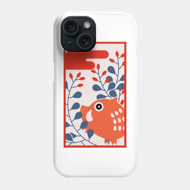 Boar with Bush Clover Phone Case by Nishinegi