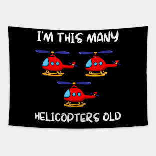 I'm This Many Helicopters Old 3rd Birthday 3 Years Old Bday Tapestry