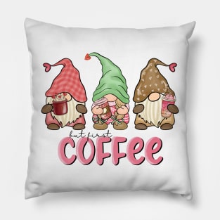 Gnomes But First Coffee Valentine Day Pillow