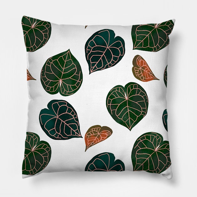 Tropical leaves pattern Pillow by RosanneCreates