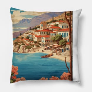 Agios Dimitrios Greece Vintage Tourism Travel Pillow