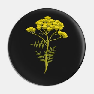 Tansy Flowers - Hand-painted Floral Artwork of the Herb Tansy Pin