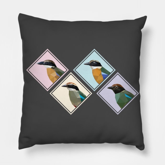 Jewels of the Forest (horizontal) Pillow by GeometricWildlife