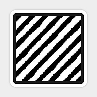 Diagonal Black Stripe Repeat Pattern Magnet