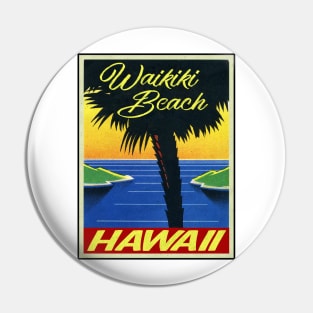 Waikiki Beach Hawaii Vintage Beach Laptop Pin