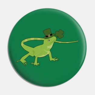 Gecko Funny St Patricks Day Shamrock Pin