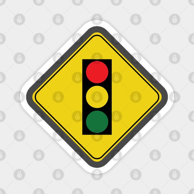 Caution Road Sign Traffic Light Magnet by shanestillz