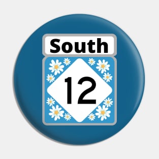 Highway 12 South Blue with Daisies Pin