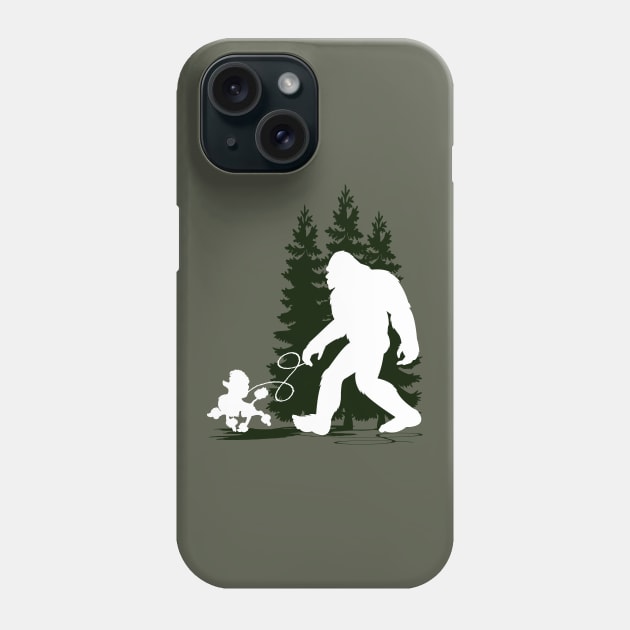 Bigfoot Walking Dog Poodles Phone Case by Tesszero