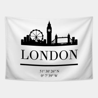 LONDON ENGLAND BLACK SILHOUETTE SKYLINE ART Tapestry