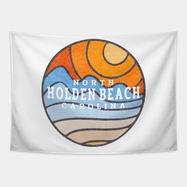 Holden Beach, NC Summertime Vacationing Stained Glass Sunrise Tapestry by Contentarama