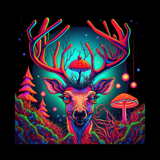 Rudolf the Tripping Reindeer | Psychedelic Art by Trippinink