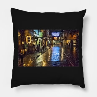 Street In Winchester at Christmas Digital Art Pillow