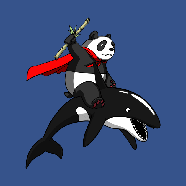 Panda Bear Riding Orca Whale by underheaven