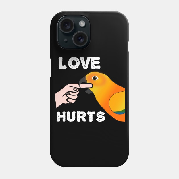 Love Hurts Sun Conure Parrot Biting Phone Case by Einstein Parrot