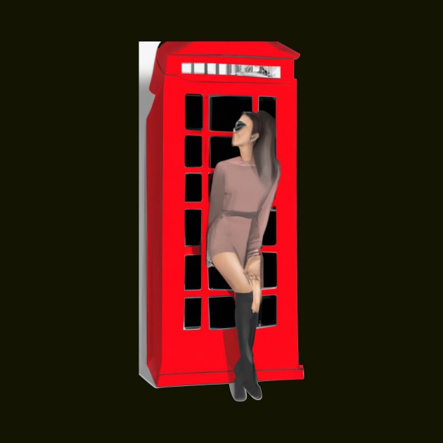 Girl in an English phone booth by Designs and Dreams